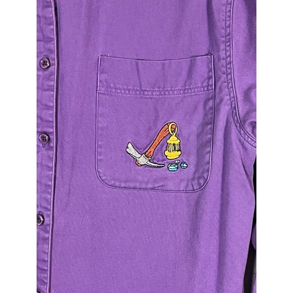 Vintage Disney Dwarf Embroidery Shirt M Purple Theme Park Classic Retro - Picture 9 of 12